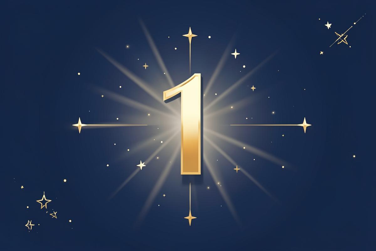 Kuldsen number 1 sügaval sinisel taustal sädelusega