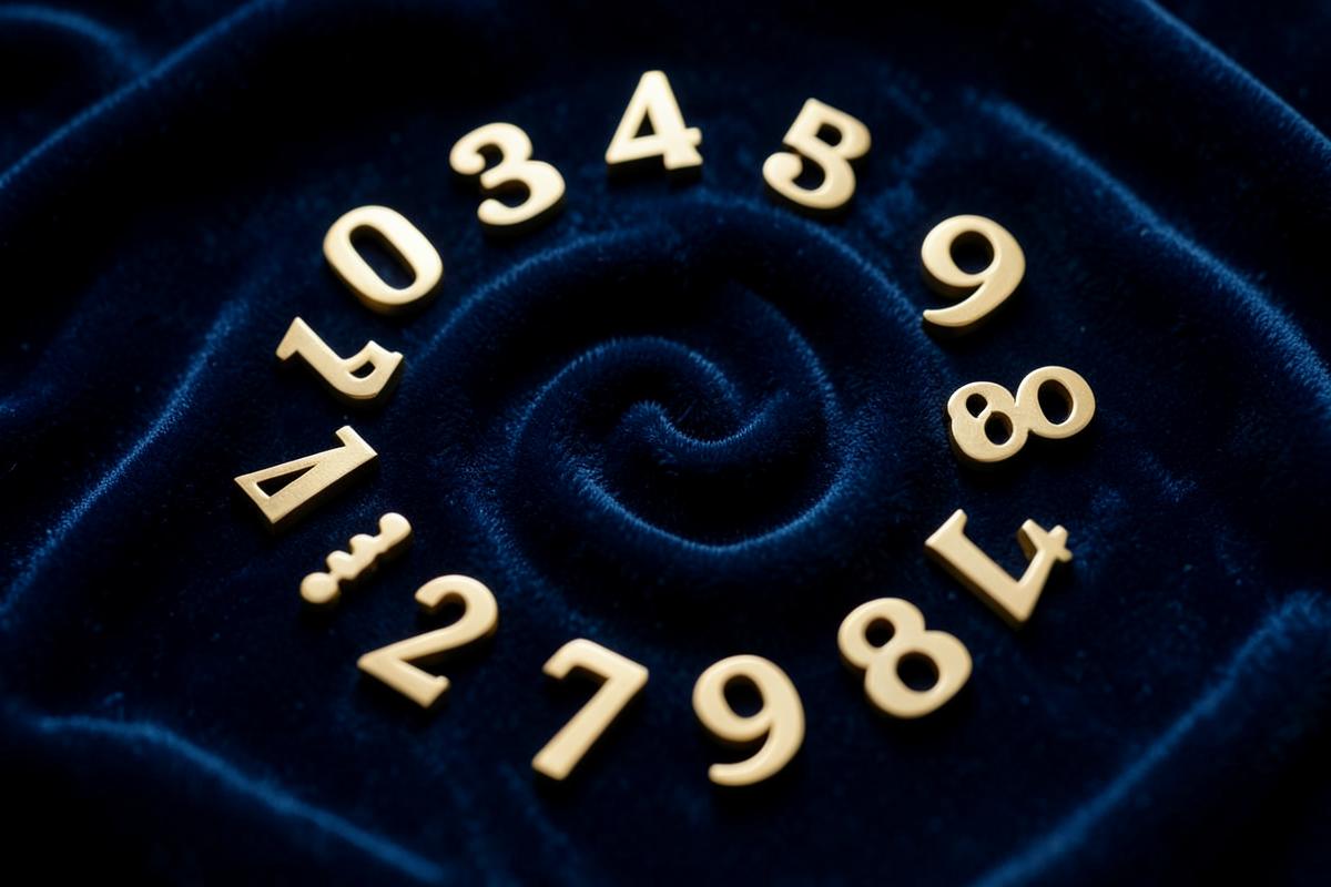 Kuldsed numbrid sügaval sinisel sametil
